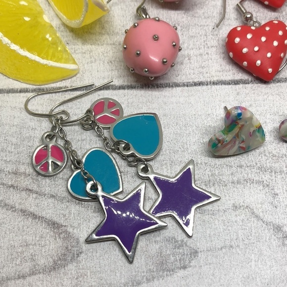 Huge bundle colorful vibrant fun funky boho earrings lot 16 whimsy pop of color. - Picture 12 of 14